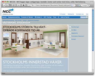 open copy of Västerport webpage with embedded flash